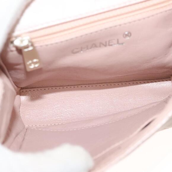 CHANEL Matelasse Hand Bag Leather Beige Silver CC Auth 133091 - Picture 11 of 16